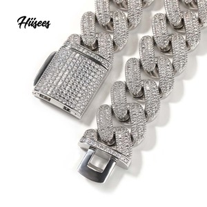 Vendita calda gioielli Hip Hop 26mm oro bianco placcato oro rosa Iced Out CZ Diamond Prong catena a maglia cubana collana in oro 18 carati - Product Image 1