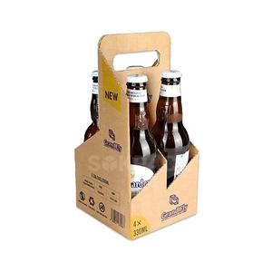 Kotak Kemasan Karton Bergelombang untuk Empat Botol Bir & Anggur Kustom dengan Pegangan Pembawa - Product Image 1