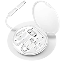 Caja de almacenamiento de cable de datos de carga rápida portátil de 60W, organizador USB multifuncional cinco en uno para dispositivos electrónicos Apple Android