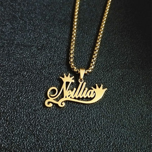 Personalized Name <strong>Pendant</strong> In <strong>Gold</strong> Plated Stainless Steel Trendy Link Chain Necklace My Name Hiphop Style