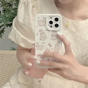 Degradable rabbit cute cartoon soft wheat straw phone case for iphone 14 13 12 pro max SE 3