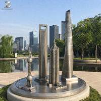 Escultura de Acero Inoxidable de Monumentos Urbanos, Modelo Skyline, Artesanía Metálica Directa de Fábrica para Exhibición en Plazas, Parques y Turismo