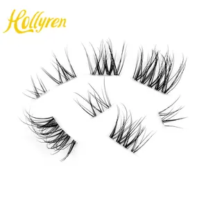 Hollyren faux mink korean cluster eyelash segment lashes with custom packages lash vendor
