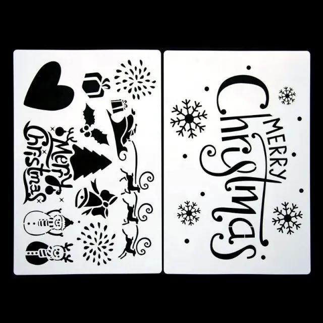 Трафареты рождественские многоразовые пластиковые для творчества, рисования, распыления окон, стекла, двери, кузова автомобиля