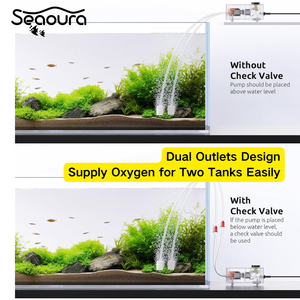 Seaoura SR-202 3W水槽用エアポンプセット（エアストーン2個、チューブ2本、逆止弁2個、デュアルアウトレット、酸素バブラー付き）10～100Gタンク用 - Product Image 1