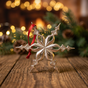 Ornement suspendu en aluminium poli en forme de cœur, blanc rustique, luxe, fait main, impression numérique, Sonnet, décoration de Noël pour la maison - Product Image 3