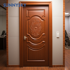 Sunnysky Vente à Chaud Portes secoueur intérieures simples en <span class=keywords><strong>bois</strong></span> <span class=keywords><strong>massif</strong></span> apprêté brun de 96 pouces pré-suspendues - Product Image 4