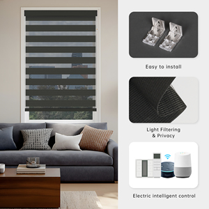 SAMADHI Modern Electric Polyester Fabric Double Layer Day Night Indoor Zebra Roller Blinds <b>Shades</b> Horizontal Pattern - Product Image 4