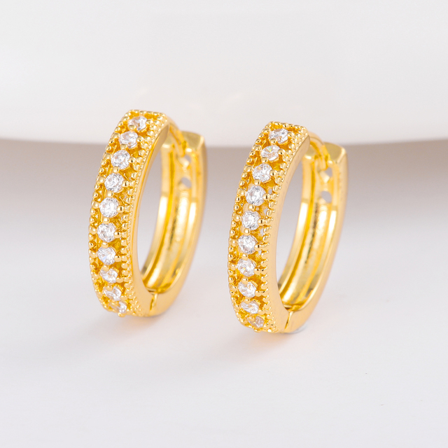 18K Gold Plated Fashion Jewelry Earring Micro Inlay Zircon Custom Dainty Women huggies Hoops Earring Aretes De Mujer Joyeria