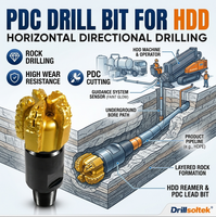 Foret PDC à revêtement dur Drillsoltek pour forage directionnel horizontal (HDD) de puits de roche et d'eau