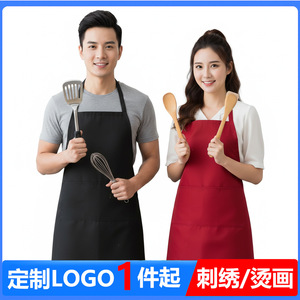 Black <b>Apron</b> 34.5 In X 25 In With Pocket For <b>Work</b> Use Solid Color Waterproof Design - Product Image 5