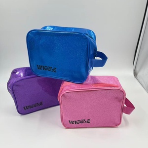 Borsa per Cosmetici Personalizzabile con Logo, <span class=keywords><strong>Viola</strong></span> Rosa Blu, da Viaggio con Manico, in PVC Glitterato, con Cerniera - Product Image 1