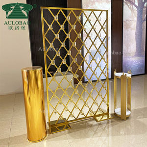 ฉากหลังงานแต่งงานสแตนเลสสีทองดีไซน์หรูหราพร้อมโลโก้สั่งทำสำหรับจัดแสดงงานปาร์ตี้ - Product Image 3