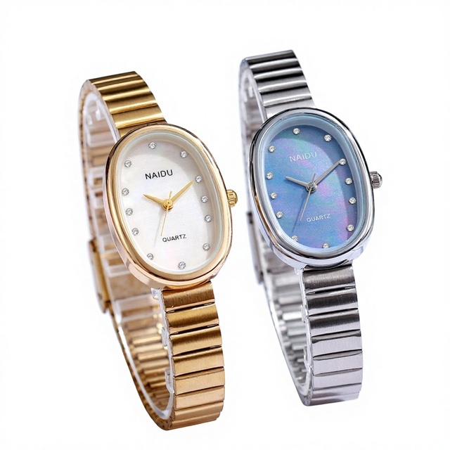 All-Match Hot-Selling Cross-Border Fashion Womens Watch Stylish Elegant Stainless Steel Strap Oval Shape Quartz Movement