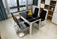 Table à manger moderne et simple en verre trempé pour petit appartement, connexion double face, ensemble de table et de chaises pour la maison