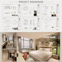 Ensemble de meubles de chambre d'hôtel 5 étoiles de luxe, meubles de chambre d'hôtel modernes personnalisés pour les projets d'hôtels commerciaux