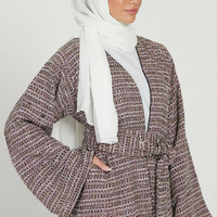 Manteau d'hiver personnalisé pour femmes musulmanes, abaya de haute qualité, veste ouverte en tweed chaud, abaya