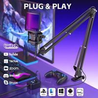 Équipement de Studio de Musique Professionnel, Microphones Gaming USB RVB avec Bras, Micro Condensateur SM7B