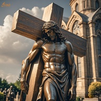 Célèbre Chrétien Catholique En Laiton Décor Statue Jésus 14 Stations Deuxième Station: grandeur nature Jésus Porte Croix Sculpture En Bronze