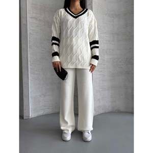 Ensemble en tricot tressé orné 1564 - Blanc - Product Image 4