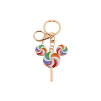 Porte-clés Sucette Mignonne, Breloque Colorée en Émail et Strass, Accessoire de Sac à Main Tendance pour Femmes et Filles, Idéal comme Cadeau