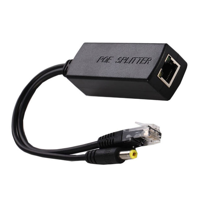 Active POE Splitter Power Over Ethernet 48V to 12V 1A-2A Single Port Plastic with 10/100M Auto Adapt RJ45 Ports Plug and Play
