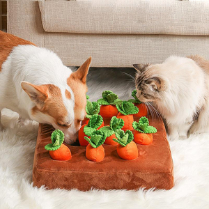 Nouvel Arrivage Tapis de Sniffing en Peluche Douce en Forme de Carotte, Jouet Puzzle pour Animaux de Compagnie avec Carotte Rétractable pour Cacher la Nourriture, pour les Jeux Quotidiens des Animaux - Product Image 2