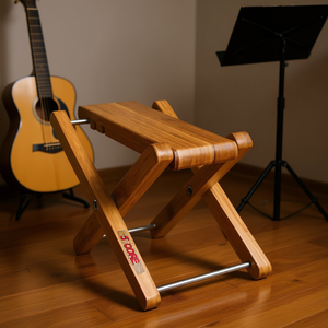 Repose-pieds pliable en bois pour guitare, réglable en hauteur, support portable en acier durable pour guitare classique - Product Image 2