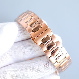 Reloj de Mujer de Alta Gama en Oro Rosa con Bisel de Diamantes, Esfera Verde Oliva Ondulada, Ventana de Fecha, Elegante para Uso Diario y de Fiesta - Product Image 6