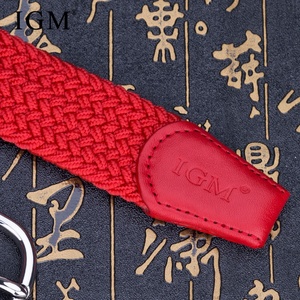 Cinturón de Golf trenzado elástico de moda deportiva para <span class=keywords><strong>hombre</strong></span> de cuero PU rojo sin agujeros informal de doble capa de alta calidad con hebilla de aleación - Product Image 4