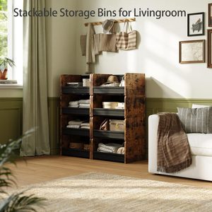 FOUCSSOMEI <span class=keywords><strong>Étagère</strong></span>s de rangement modulaires en bois et métal à 4 niveaux, empilables, de type armoire au sol, avec design breveté - Product Image 5