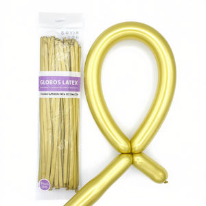 Globos de látex Party Love 260 dorados metálicos, paquete de 50 unidades para decoración de cumpleaños - Product Image 2