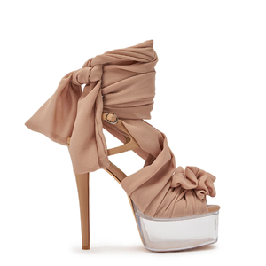 <span class=keywords><strong>Sandalias</strong></span> de <span class=keywords><strong>Plataforma</strong></span> con Cordones para Mujer, Diseño Nuevo, Color Bronceado, Tacón Transparente, Estilo Stiletto - Product Image 1