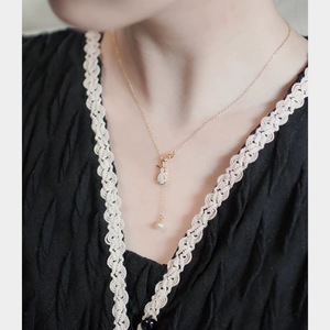 Collar Ajustable con Conejito y Perla de Agua Dulce, Cadena de Clavícula Juguetona para Niña, Colgantes y Dijes de Perlas - Product Image 4