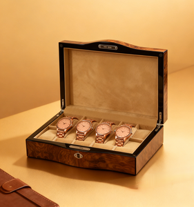 Lussuosa Scatola per Orologi in Legno Massiccio, Confezione Regalo con Logo Personalizzato, Interno in Velluto e Custodia Portaorologi - Product Image 1