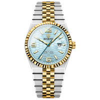 Montre à quartz pour homme étanche, cadran bleu glace en nid d'abeille, montre classique de luxe en acier inoxydable pour homme, montre en acier inoxydable