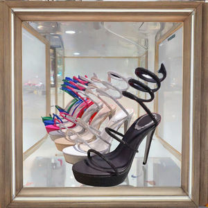 Tacones Altos de Mujer con Plataforma de Seda, Diseño Peep Toe, con Tiras en el Tobillo y Cordones, Antideslizantes, para Primavera/Verano - Product Image 2