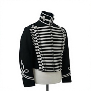 Veste Hussarde en Laine Noire pour Homme, Uniforme Historique, Col en Fausse Fourrure, Boutons sur le Devant, Veste Formelle d'Hiver - Product Image 2