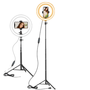 Anneau lumineux de 10 pouces avec trépied de 2,1 m, éclairage photo pliable à intensité variable, flash pour appareil photo, <span class=keywords><strong>kit</strong></span> de vlog, anneau lumineux vidéo LED Aro - Product Image 1