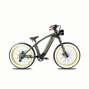 2022 New Design 48V Motor 350/500/1000W Power 26*4.0 inch Fat Tire Retro Chopper Design City Road Electric Bike Bicycle E Bike