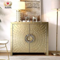 HJ Home Jonathan Adler Talitha Konsolenschrank aus Metall und Massivholz für den Eingangsbereich, Aufbewahrung, Silber