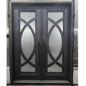 <span class=keywords><strong>Handong</strong></span> Upplier Precio de Francés Exterior Vidrio Metal Security Teel Hierro Forjado Doble Puerta de Entrada Frontal Rotura Térmica - Product Image 2