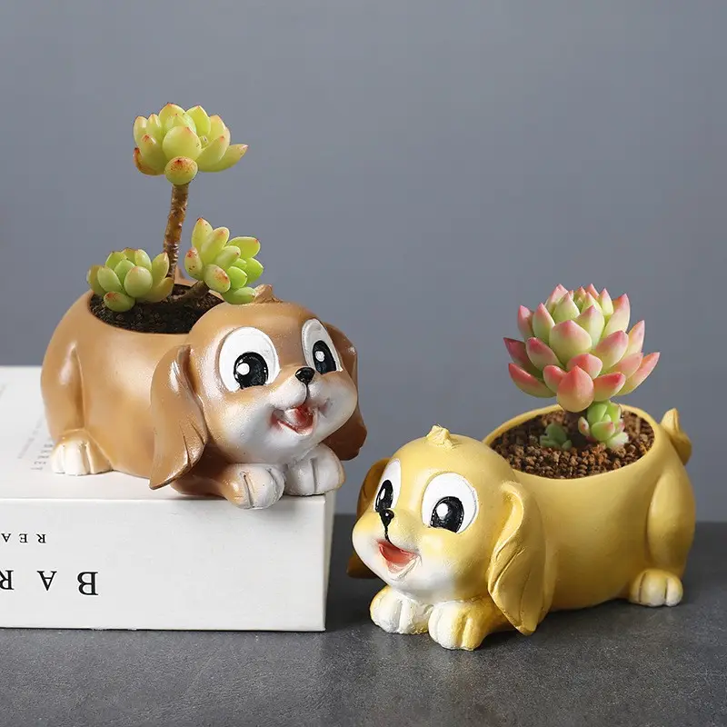 Logo personalizzato simpatico cartone animato piccolo animale pianta succulenta vaso di fiori in resina ufficio creativo balcone scrivania cane vaso di fiori