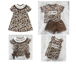 Custom Daddy's Girl Boys Camouflage Print Cotton Spandex <b>Kids</b> Shorts Outfits Ruffles Dress Baby <b>Bubble</b> Romper Sibling Matches - Product Image 2