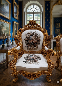 Sofá Individual Royal con Estructura de Madera Maciza Intrincadamente Tallada y Asientos Tapizados Cómodos para Sala de Estar - Product Image 3