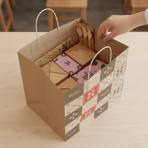 Custom Eco Friendly <b>Biodegradable</b> Brown Fast Food to Go Delivery Paperbag Restaurant Takeout Packaging Take Away Kraft <b>Paper</b> Bag - Product Image 1