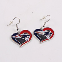 Pendientes con Logotipo de los 32 Equipos Deportivos de la Serie Cowboys Steelers Pirates Seahawks, en Forma de Corazón, con Baño de Aleación y Efecto Gota de Aceite