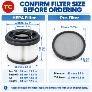 Ensemble de filtres HEPA lavables et pré-filtres compatibles avec les aspirateurs sans fil <span class=keywords><strong>Dreame</strong></span> T10 <span class=keywords><strong>T20</strong></span> T30 R10 R20 <span class=keywords><strong>Xiaomi</strong></span> G9 G10 - Product Image 2