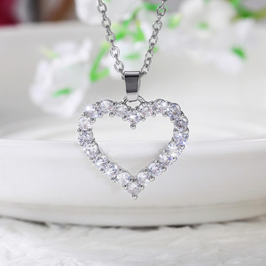 CAOSHI Tùy Chỉnh Bán Buôn Tình Yêu Trang Sức Phụ Nữ Lãng Mạn Zirconia Mạ Bạc Hollow Tim Pendant Necklace Engagement Jewelry - Product Image 6