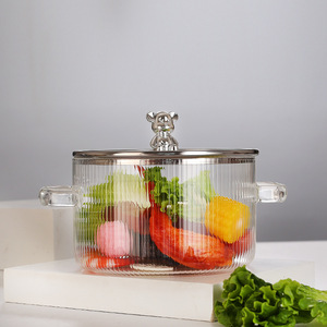 Casserole à soupe en verre borosilicate transparent de 1,5 L, design rayé, compatible avec les cuisinières à induction, <span class=keywords><strong>pot</strong></span> de cuisson créatif, pas cher - Product Image 6